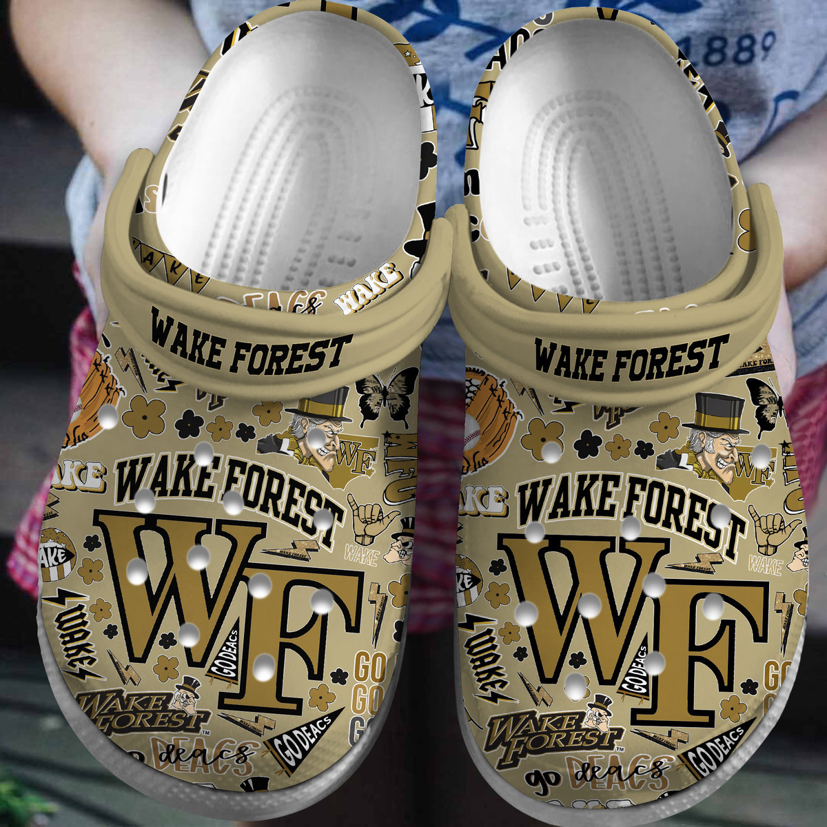 Wake Forest Demon Deacons NCAA Sport Premium Crocs Crocband Clogs Shoes Comfortable For Men Women and Kids