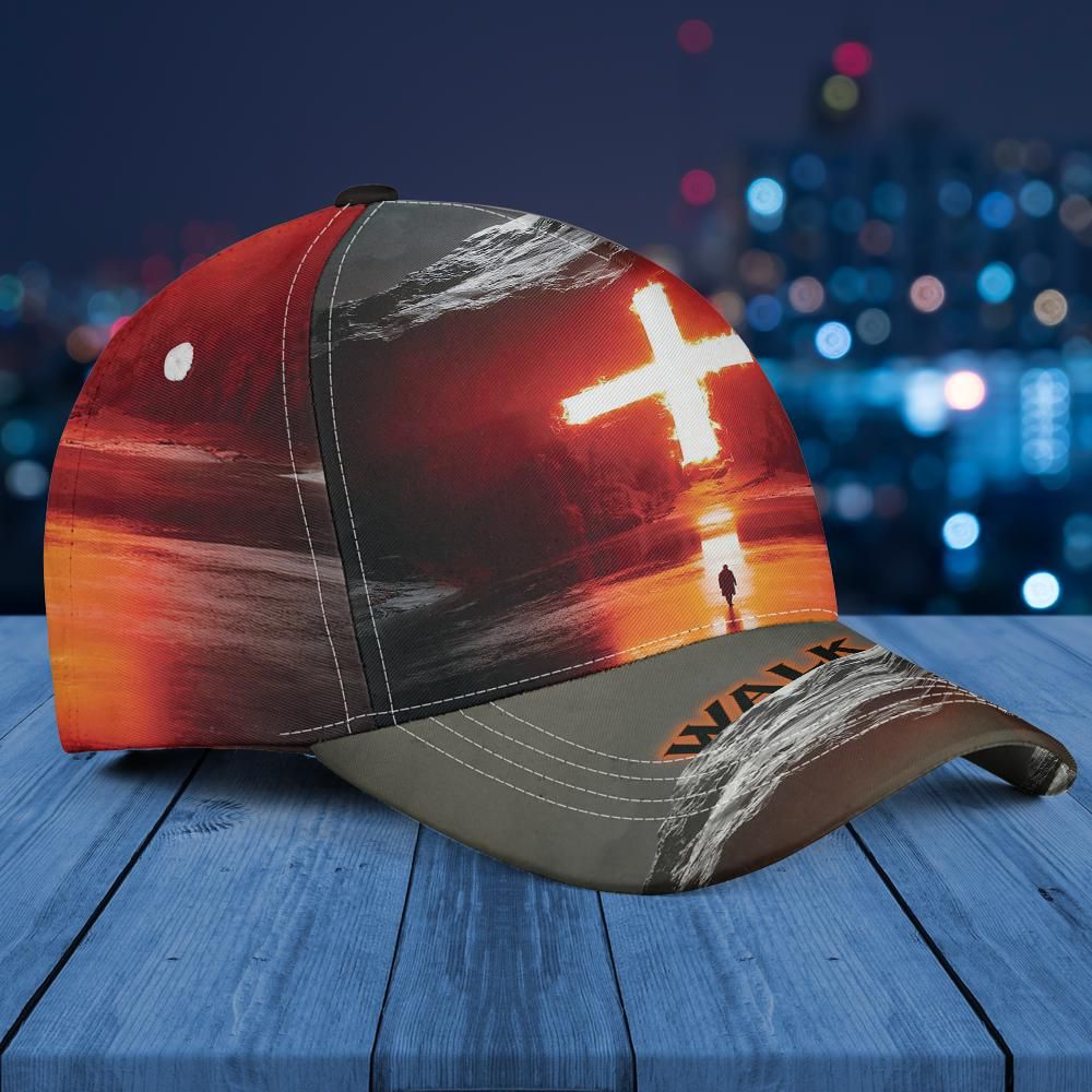 Walk By Faith Cross All Over Print Baseball Cap - Christian Hats For Men Women Trucker Hats Custom Hats Gifts For Men & Women