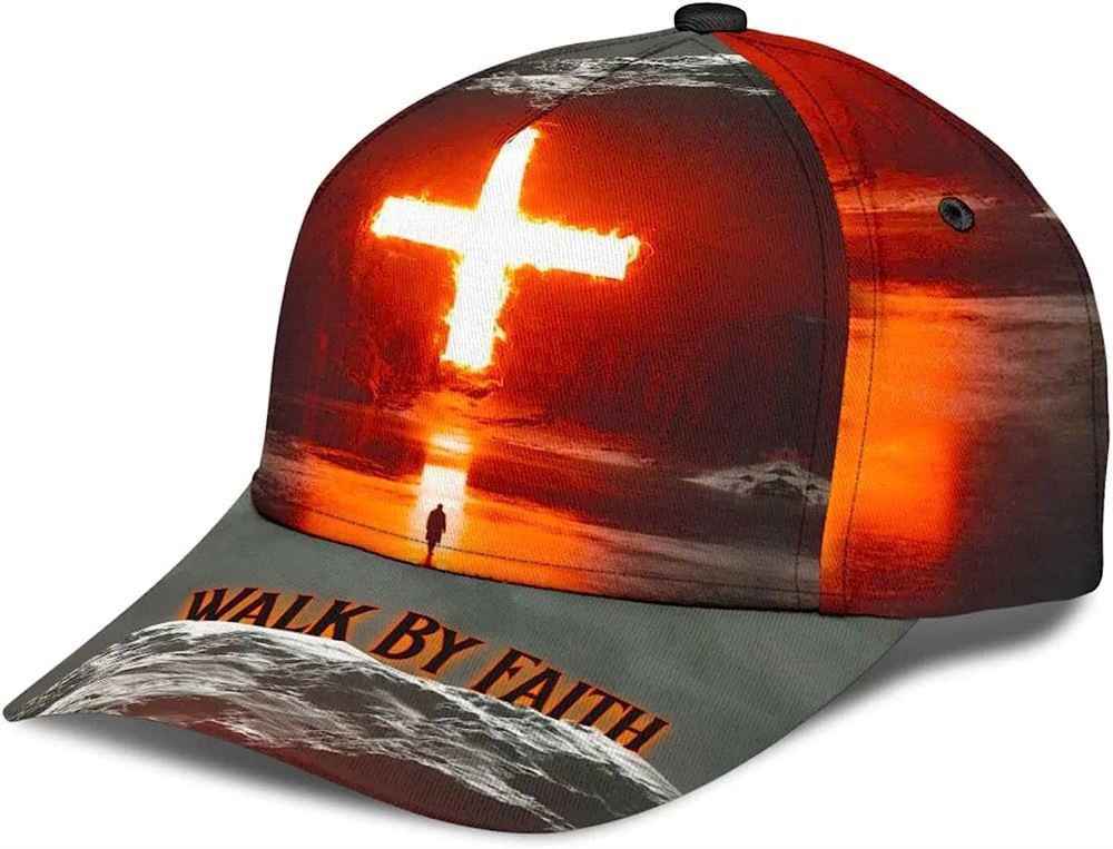 Walk By Faith Cross Baseball Cap Hat  Trucker Hats Custom Hats Gifts For Men & Women