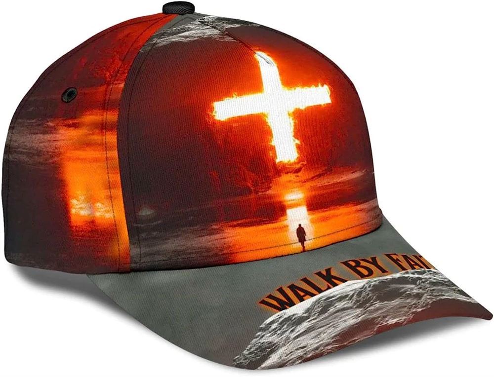 Walk By Faith Cross Baseball Cap Hat  Trucker Hats Custom Hats Gifts For Men & Women