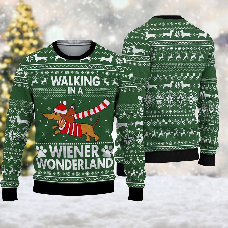 Walking In A Weiner Wonderland Ugly Christmas Sweater, Xmas Sweatshirt
