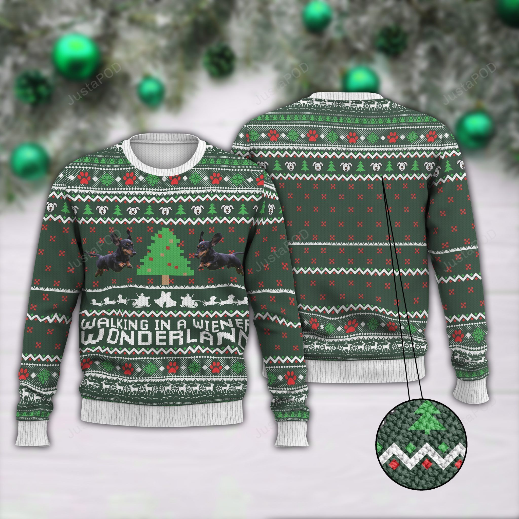 Walking In A Wiener Wonderland Ugly Christmas Sweater Adult 3D Funny Matching for family