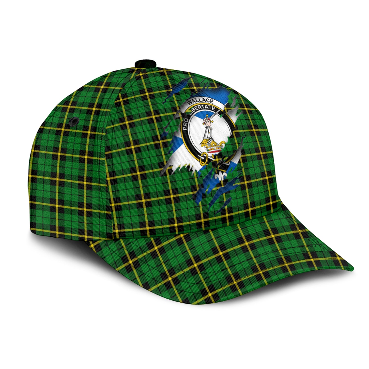 Wallace Hunting Green Tartan Plaid Cap, Family Crest In Me Style Tartan Baseball Cap TS23 Trucker Hats Custom Hats Gifts For Men & Women
