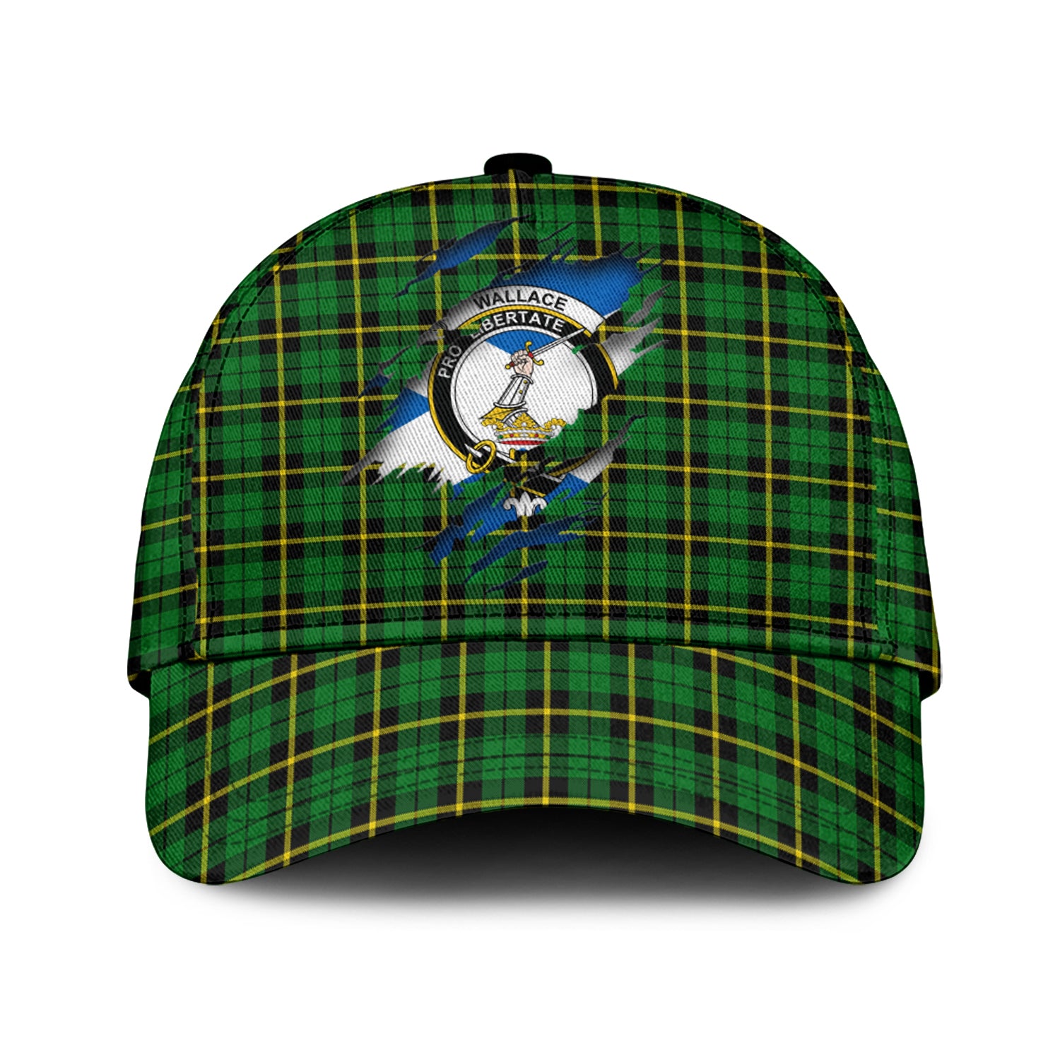 Wallace Hunting Green Tartan Plaid Cap, Family Crest In Me Style Tartan Baseball Cap TS23 Trucker Hats Custom Hats Gifts For Men & Women