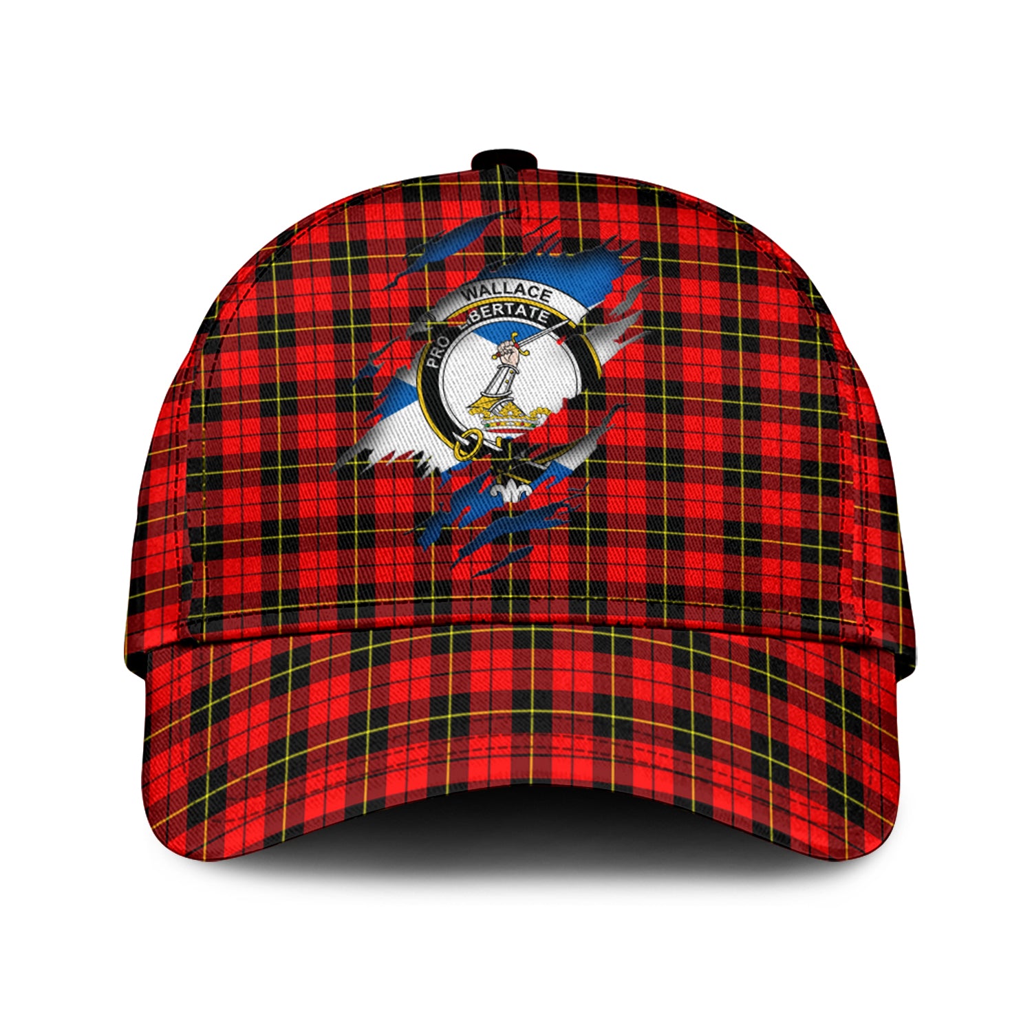 Wallace Hunting Red Tartan Plaid Cap, Family Crest In Me Style Tartan Baseball Cap TS23 Trucker Hats Custom Hats Gifts For Men & Women