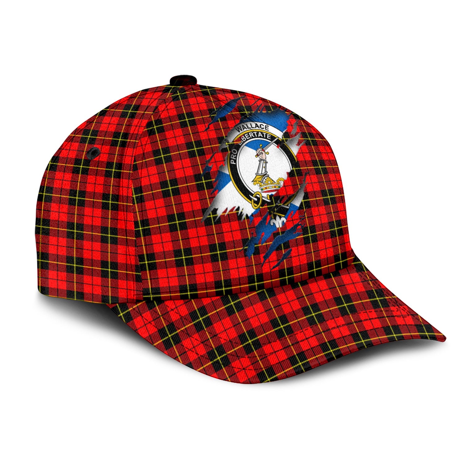 Wallace Hunting Red Tartan Plaid Cap, Family Crest In Me Style Tartan Baseball Cap TS23 Trucker Hats Custom Hats Gifts For Men & Women