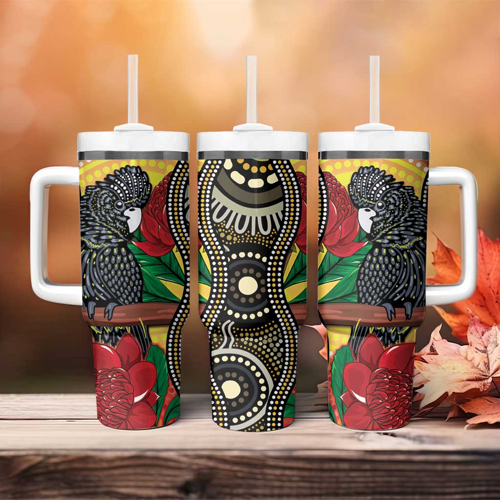 Waratah And Banksian Cockatoo Aboriginal Art Custom Stanley Cup 40 oz 30 oz Tumbler With HandleTVC2301334