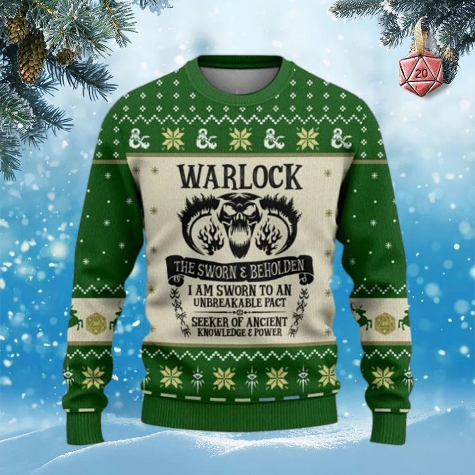 Warlock Dungeons, Dragons Ugly Sweater