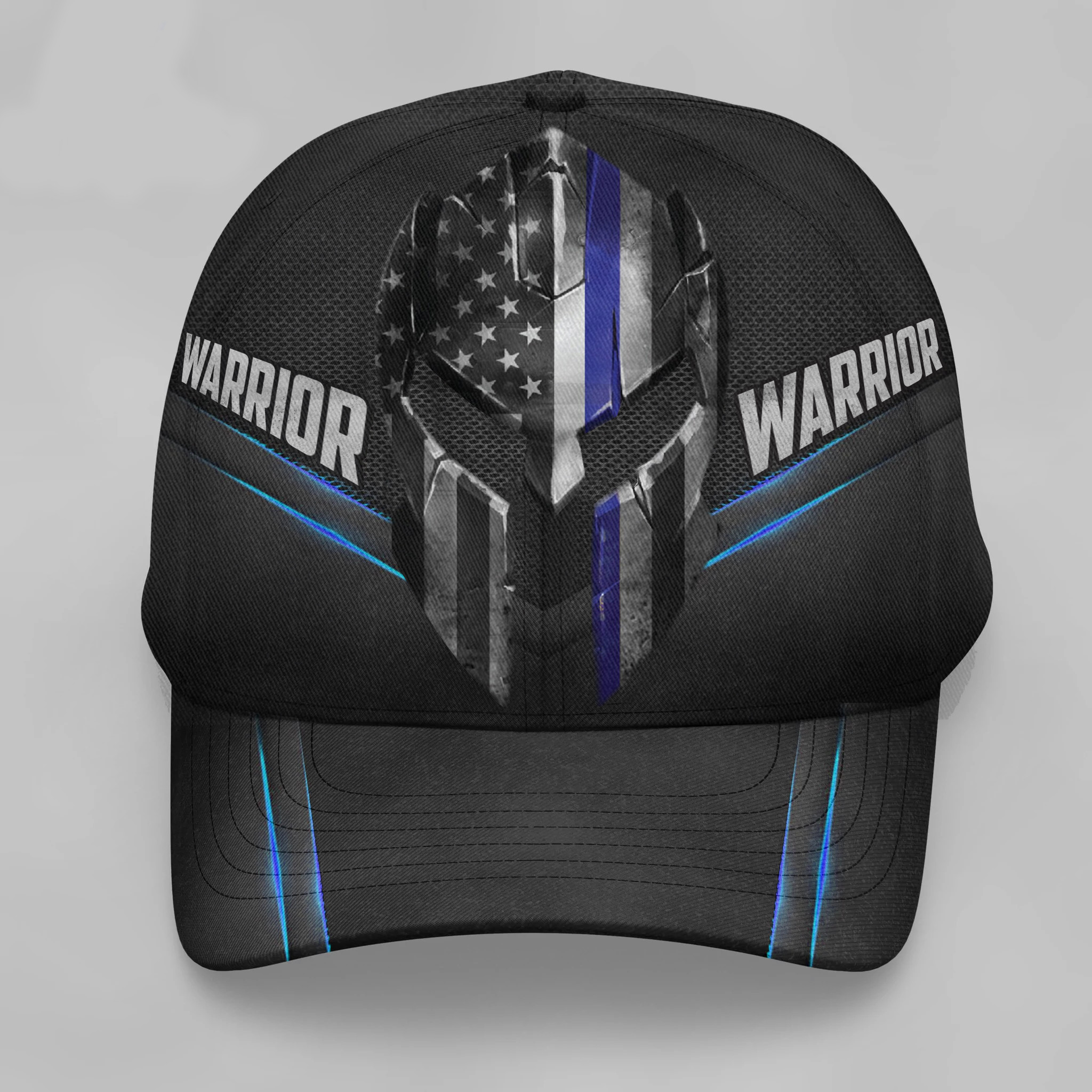 Warrior Thin Blue Line Skull Hat Law Enforcement Support Mens Hats Gift For Police Trucker Hats Custom Hats Gifts For Men & Women