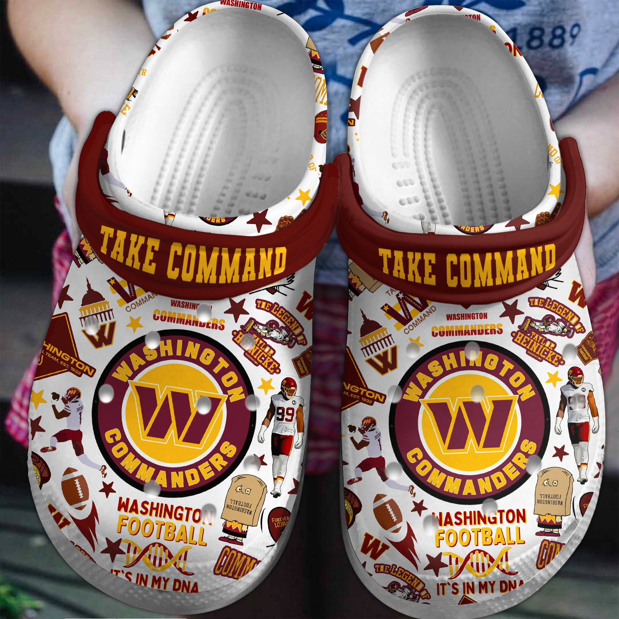 Washington Cammanders NFL Sport Crocs Crocband Clogs Shoes Comfortable For Men Women and Kids