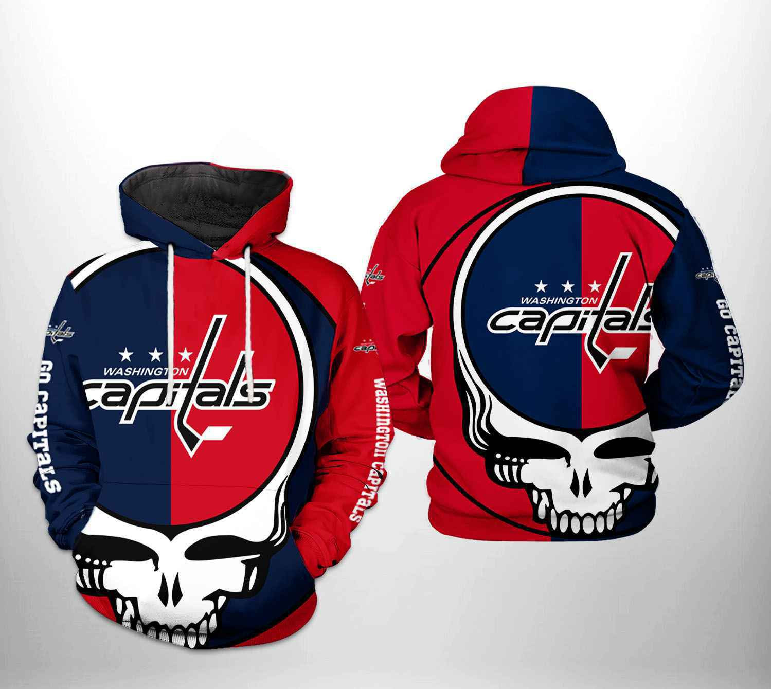 Washington Capitals NHL Grateful Dead 3D All Over Print Hoodie, Zip Hoodie