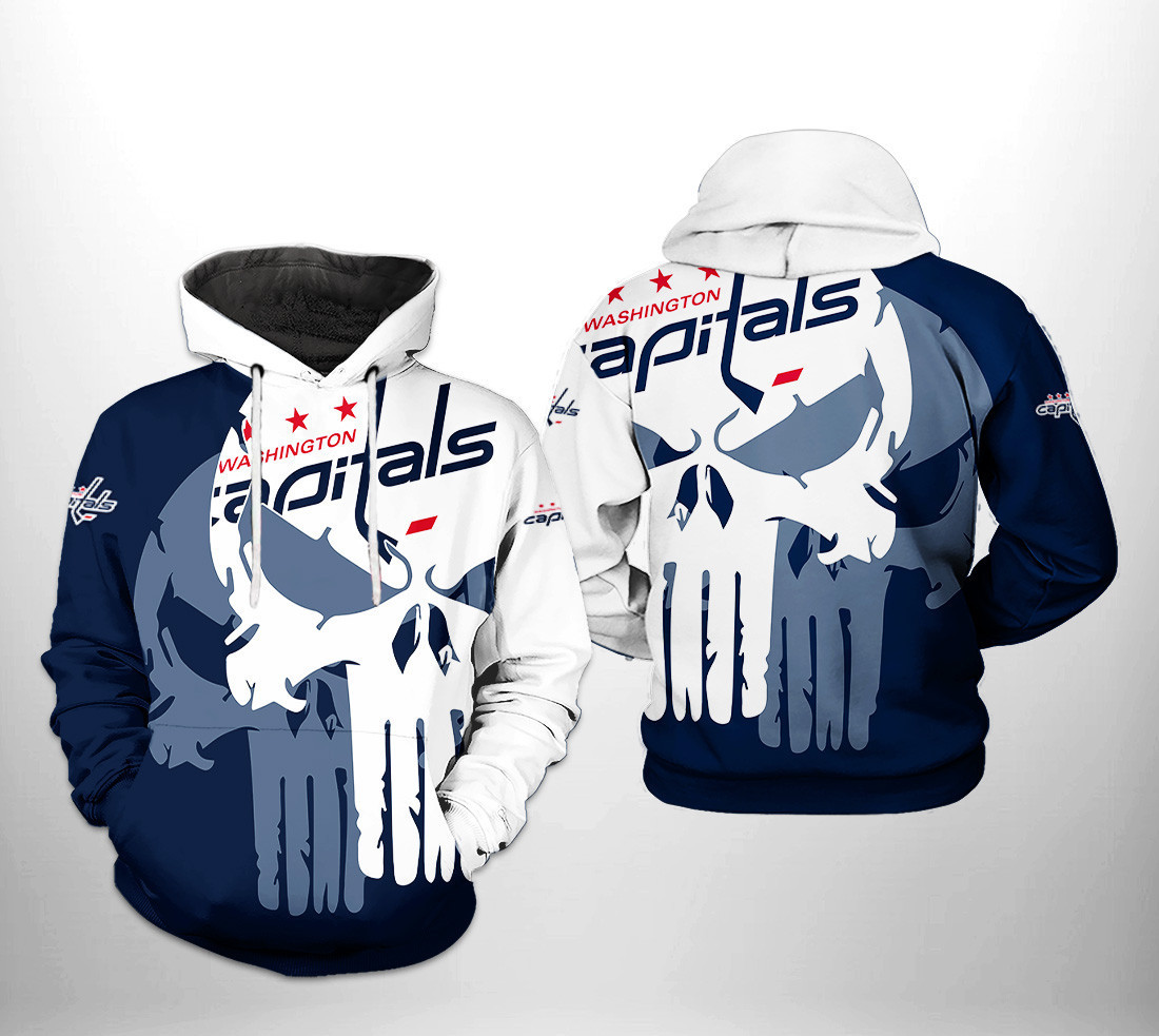 Washington Capitals NHL Team Skull 3D All Over Print Hoodie, Zip Hoodie