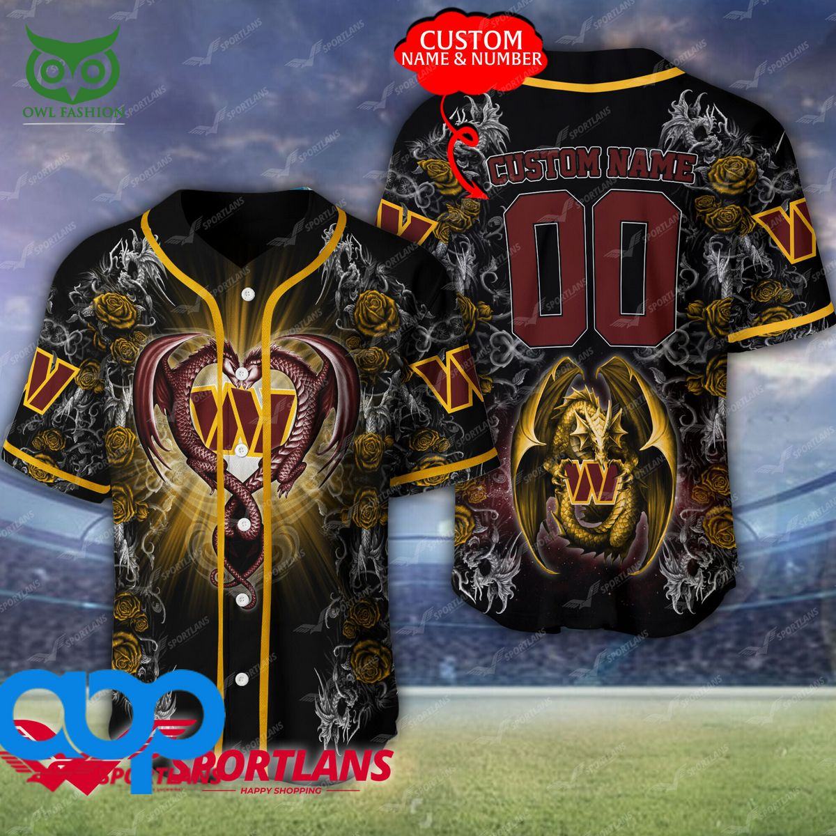 Washington Commanders Dragons Personalized NLF Team Baseball Jersey Shirt