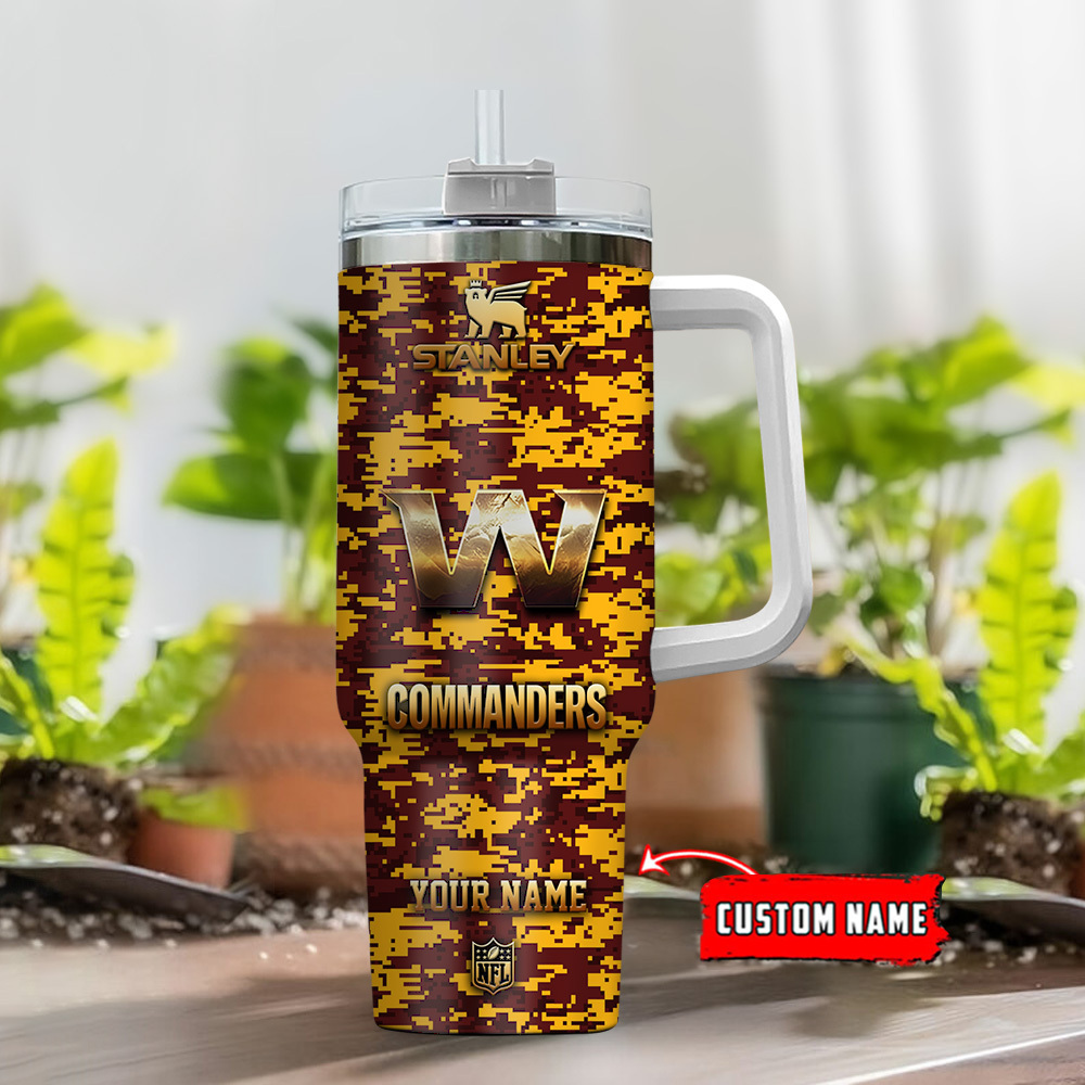 Washington Commanders NFL Camouflage Golden Logo Custom Stanley Cup 40 oz 30 oz Tumbler With HandleTVC2301111 - Image 2