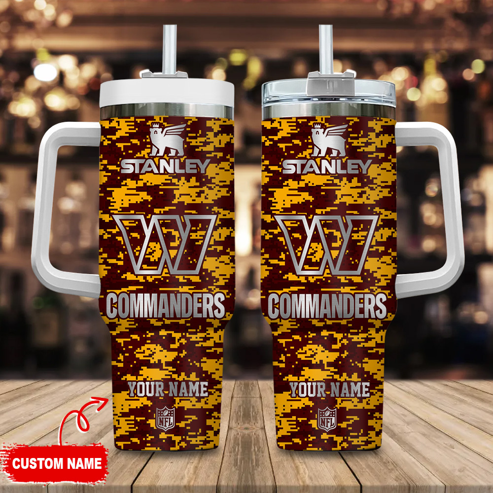 Washington Commanders NFL Camouflage Silver Logo Custom Stanley Cup 40 oz 30 oz Tumbler With HandleTVC2301112