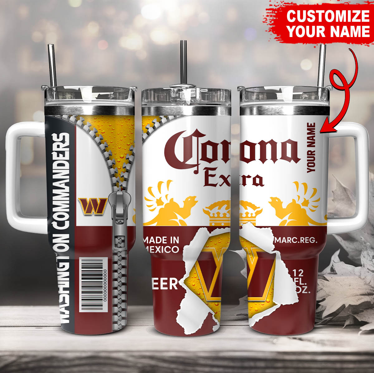 Washington Commanders NFL Corona Extra Custom Stanley Cup 40 oz 30 oz Tumbler With HandleTVC230169