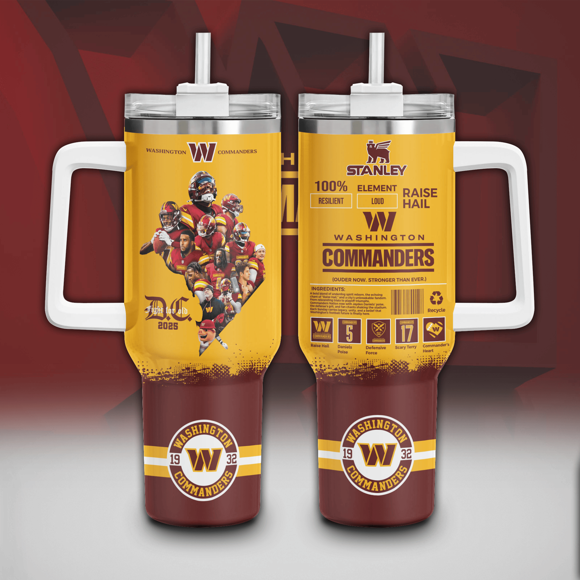 Washington Commanders NFL Custom Stanley Cup 40 oz 30 oz Tumbler With HandleTVC230198