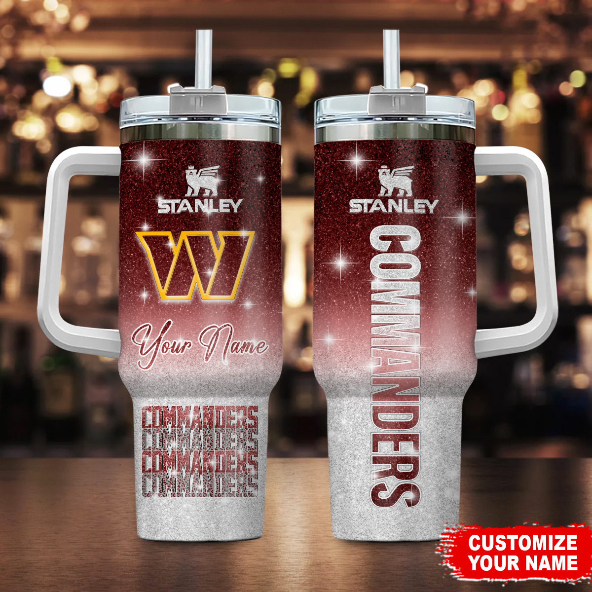 Washington Commanders NFL Glitter Custom Stanley Cup 40 oz 30 oz Tumbler With HandleTVC230198