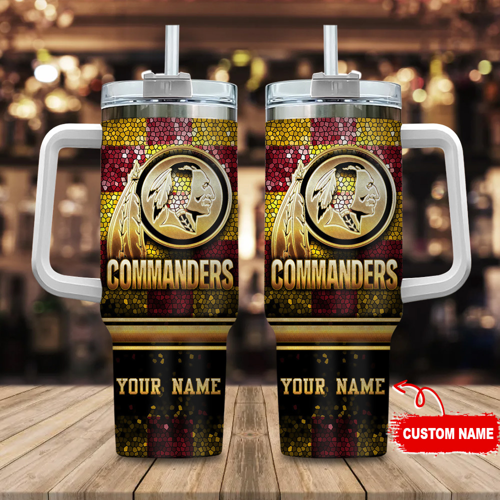 Washington Commanders NFL Glitter Golden Logo Custom Stanley Cup 40 oz 30 oz Tumbler With HandleTVC2301113