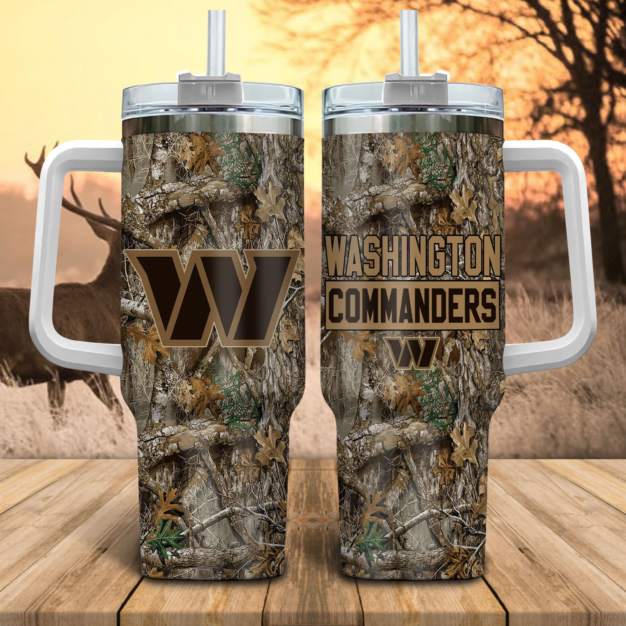 Washington Commanders NFL Hunting Realtree Custom Stanley Cup 40 oz 30 oz Tumbler With HandleTVC230147