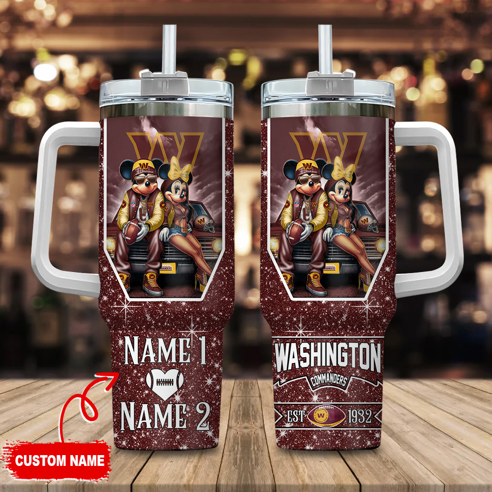Washington Commanders NFL Mickey And Minnie Couple Custom Stanley Cup 40 oz 30 oz Tumbler With HandleTVC230189