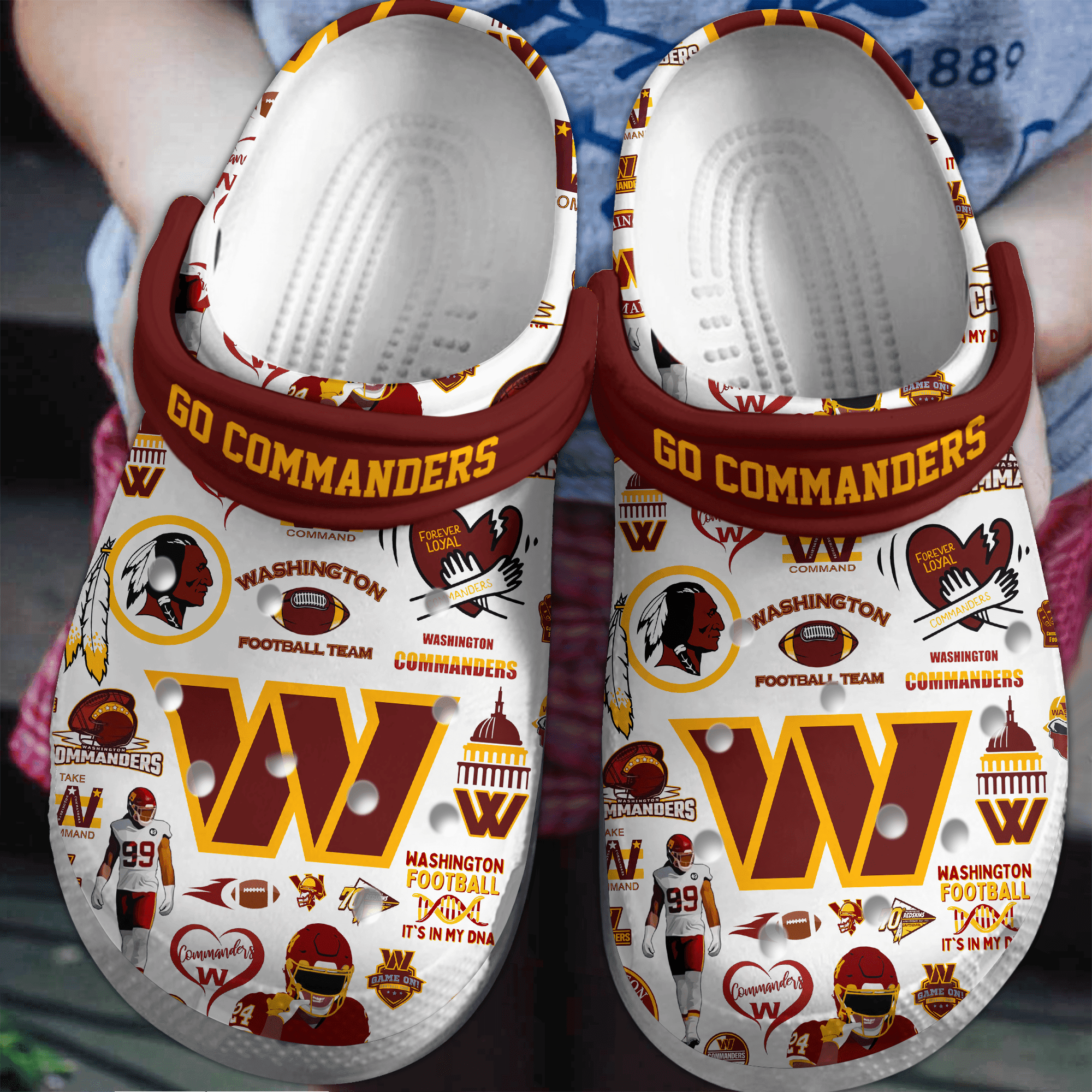 Washington Commanders NFL Sport Crocs Crocband Clogs Shoes Comfortable For Men Women and Kids