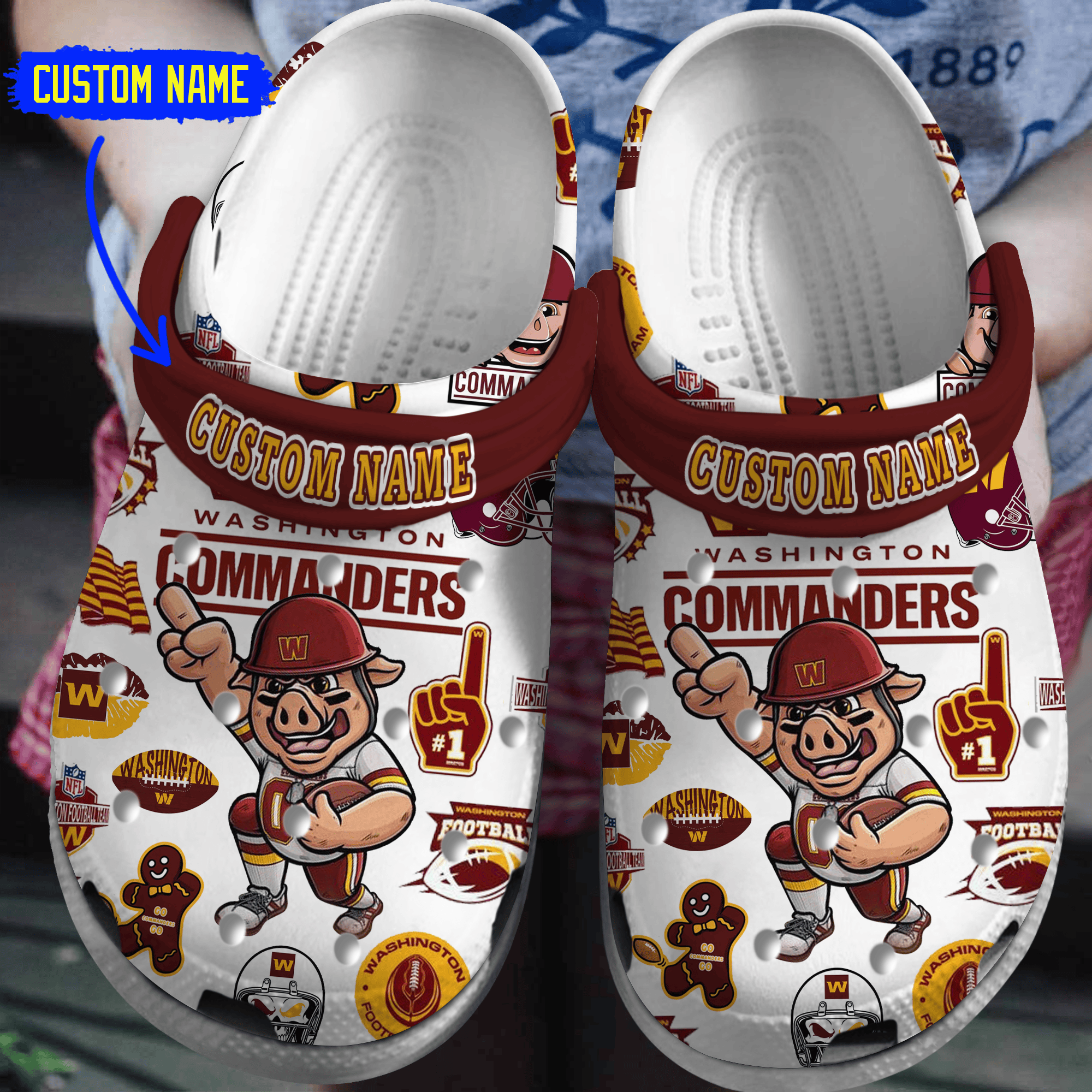 Washington Commanders NFL Sport Crocs Crocband Clogs Shoes Comfortable For Men Women and Kids