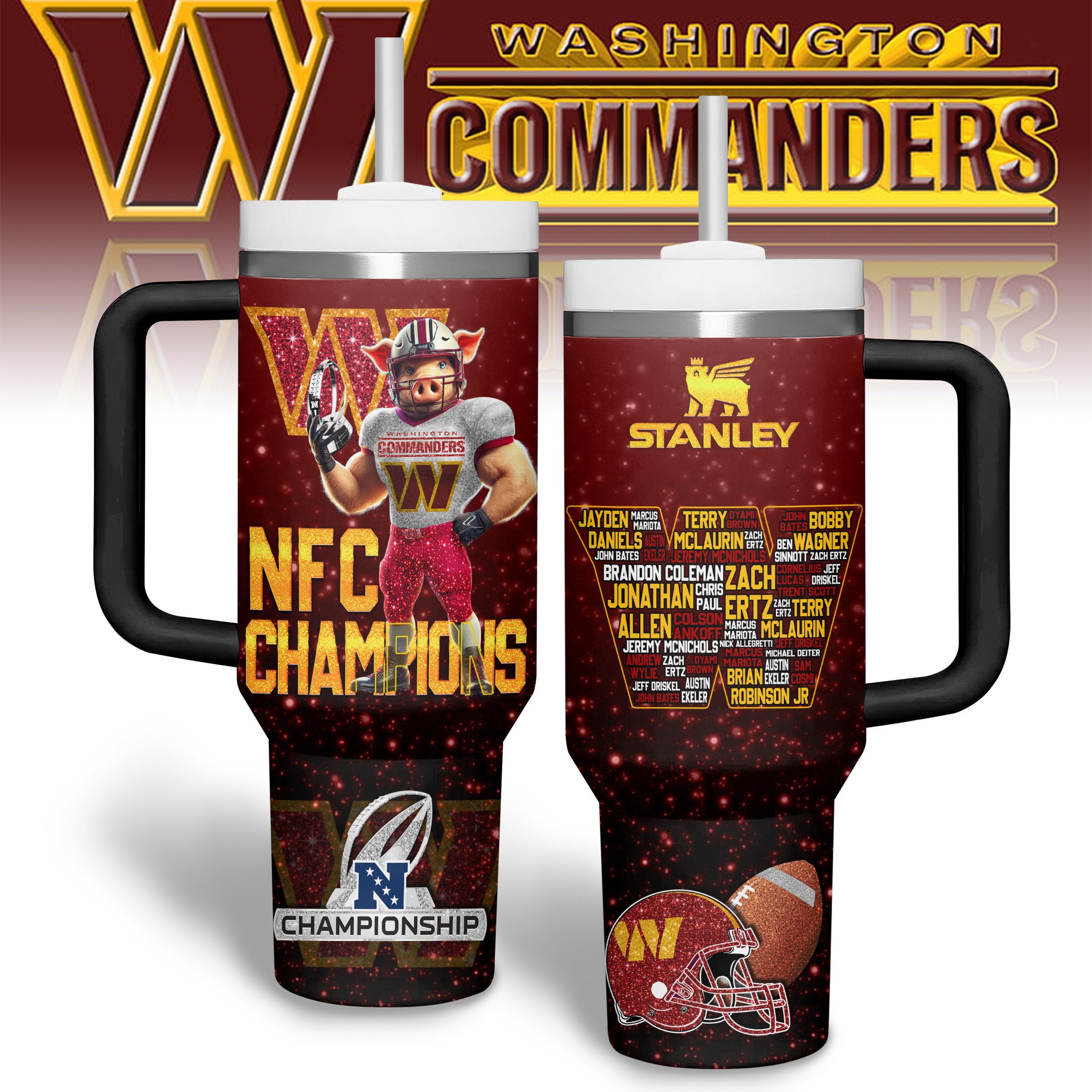 Washington Commanders NFL Sports Custom Stanley Cup 40 oz 30 oz Tumbler With HandleTVC2301316