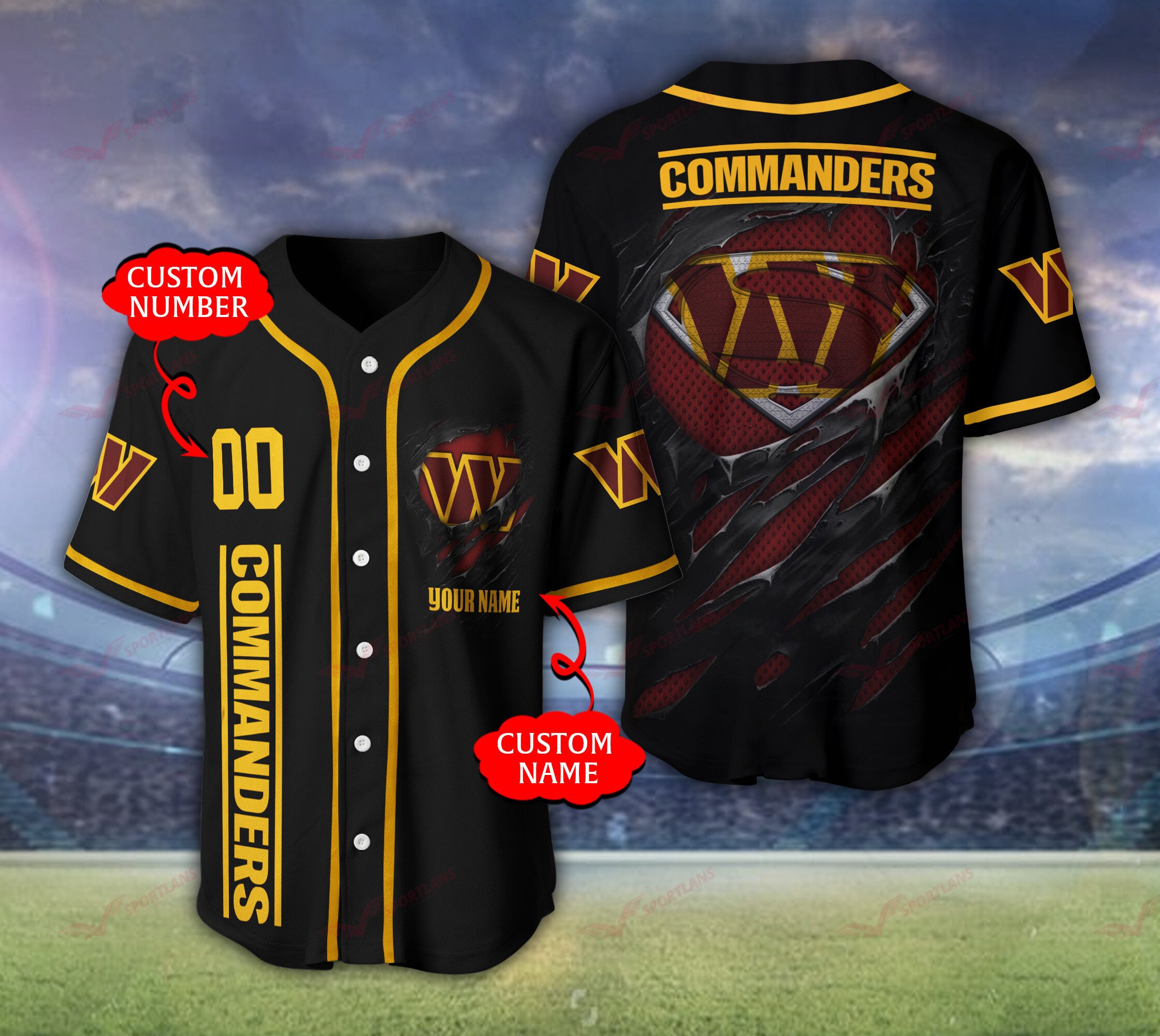 Washington Commanders NLF Baseball Jersey Superman Personalized And Number For Fan