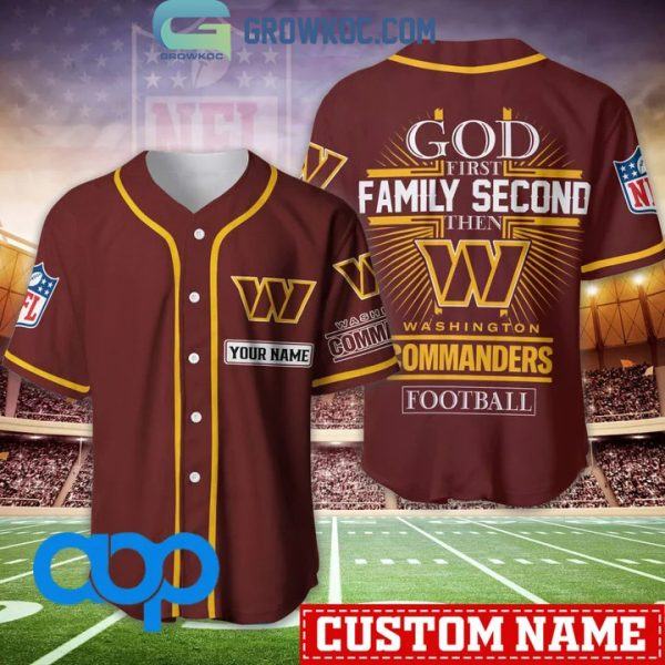 Washington Commanders NLF Personalized God First Family Second Baseball Jersey