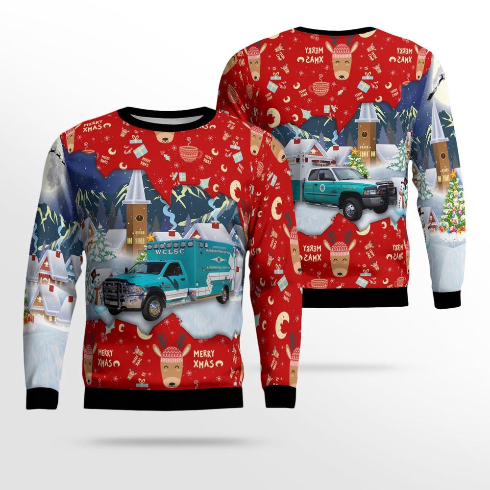 Washington County Virginia Washington County Life Saving Crew EMS Christmas Ugly Sweater Gift For Christmas
