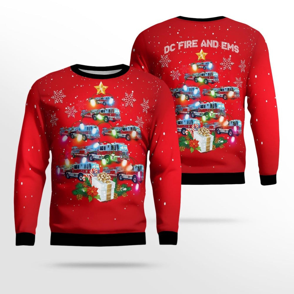 Washington DC Fire And EMS Christmas AOP Ugly Sweater Gift For Christmas