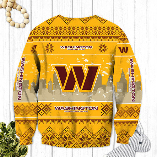 Washington Football Team Ugly Christmas Sweater Adult 3D Funny Matching for family - Image 2