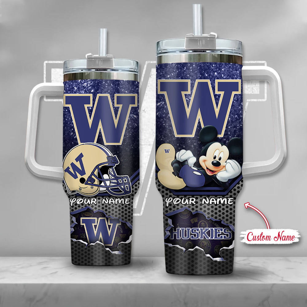 Washington Huskies NCAA Mickey Mouse Custom Stanley Cup 40 oz 30 oz Tumbler With HandleTVC230123