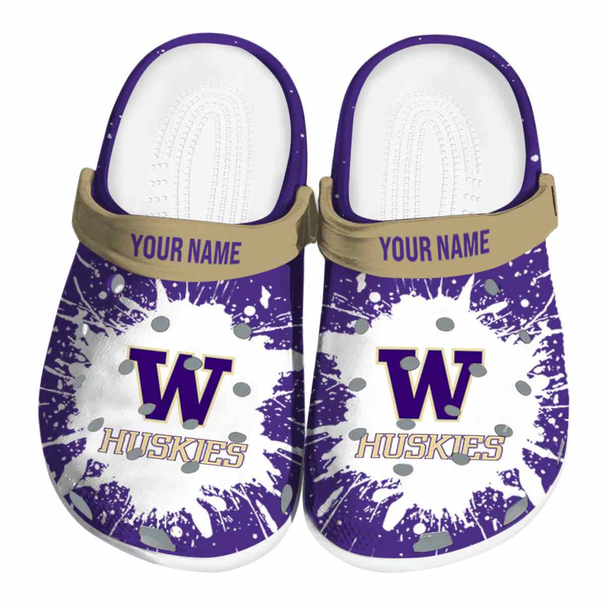Washington Huskies NCAA Sport Crocs Crocband Clogs Shoes Comfortable For Men Women and Kids