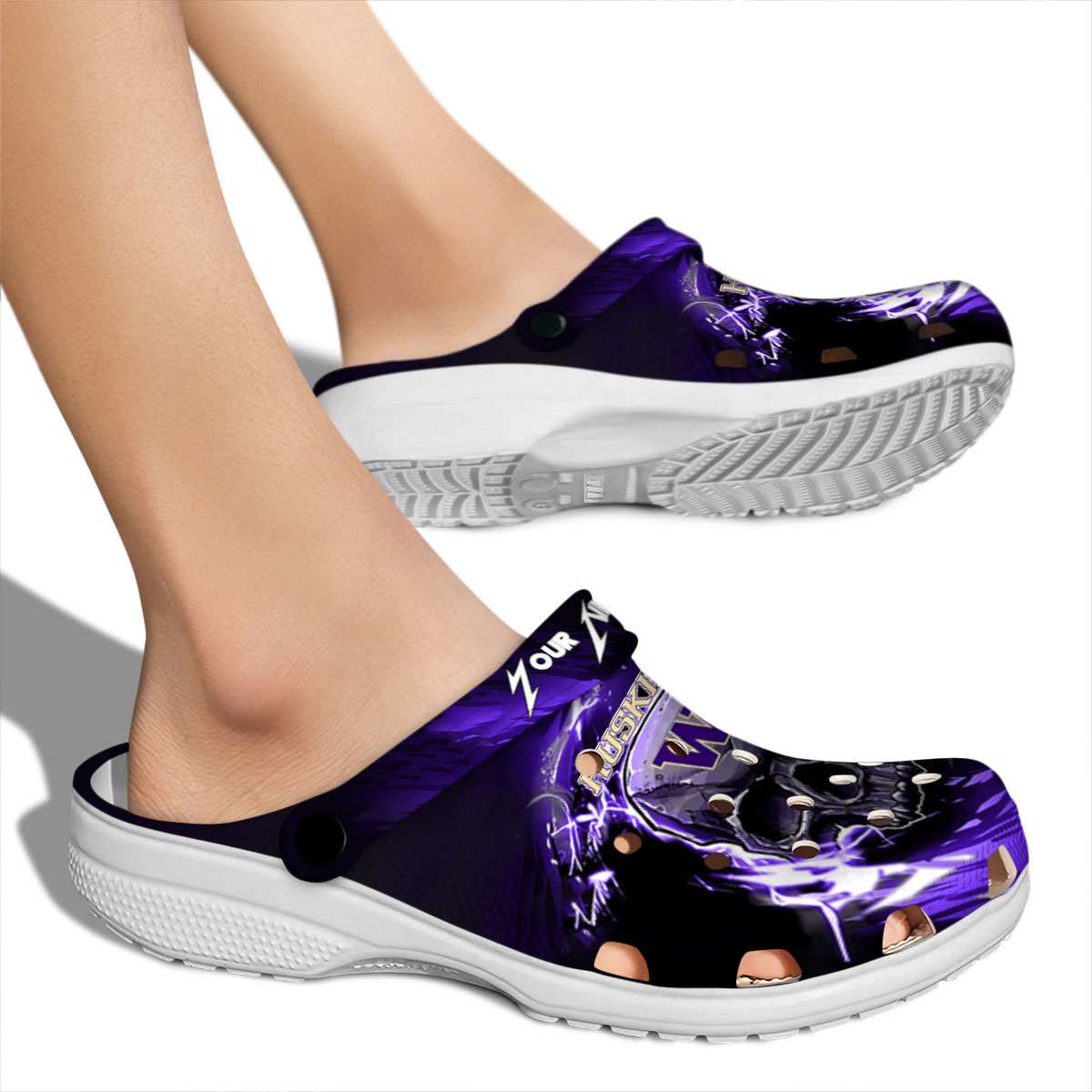Washington Huskies NCAA Sport Crocs Crocband Clogs Shoes Comfortable For Men Women and Kids - Image 2