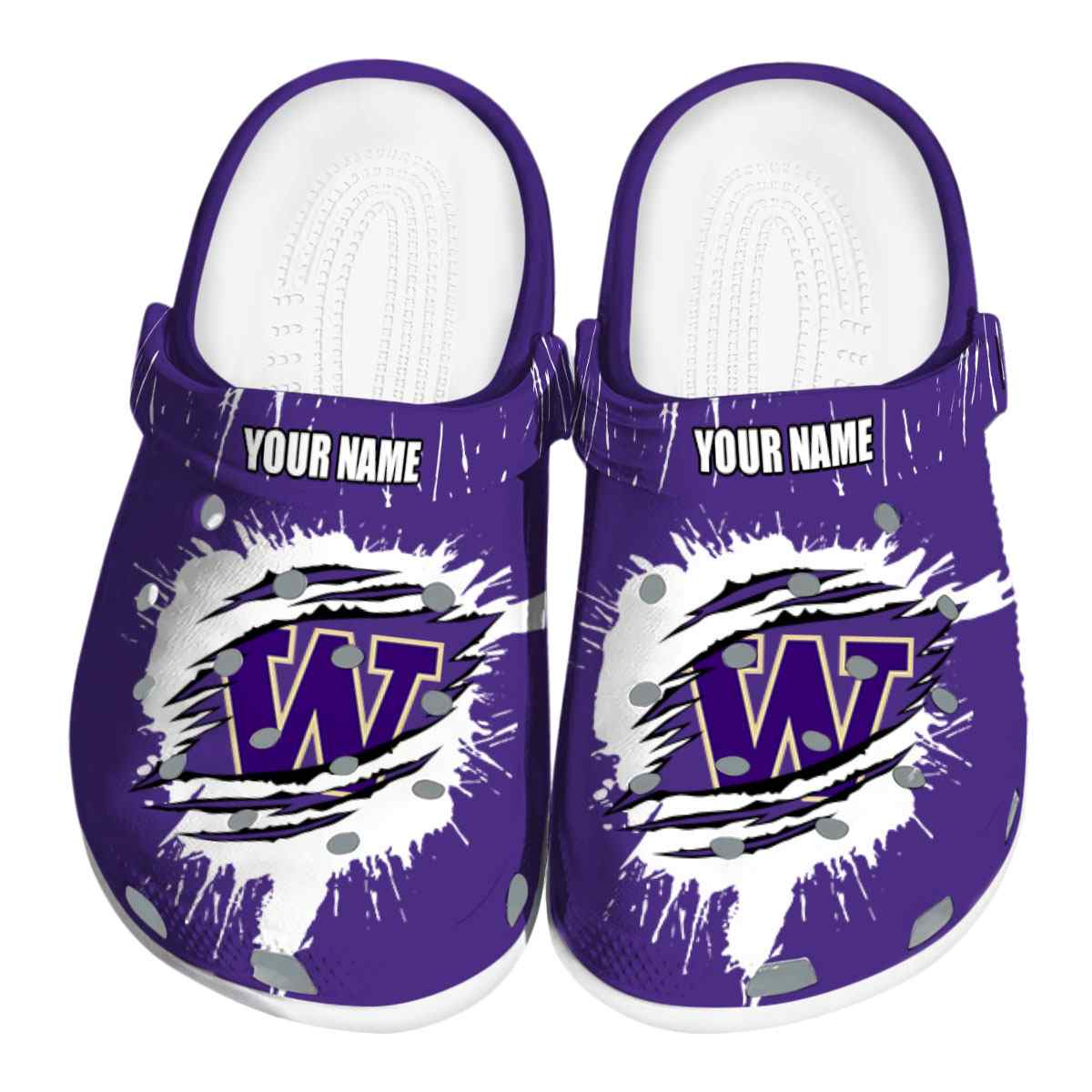Washington Huskies NCAA Sport Crocs Crocband Clogs Shoes Comfortable For Men Women and Kids