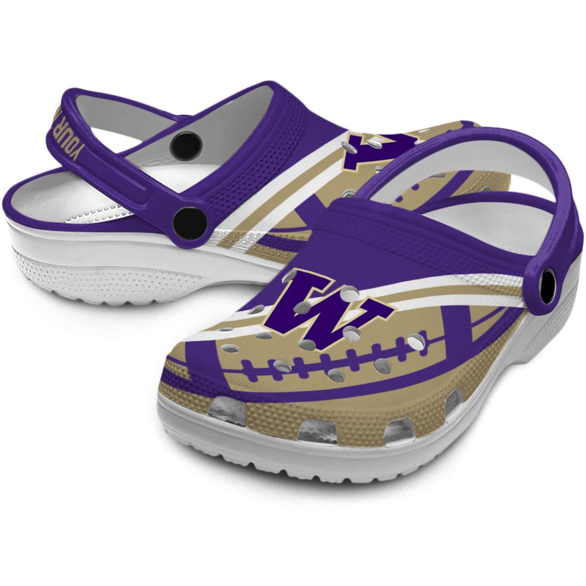 Washington Huskies NCAA Sport Crocs Crocband Clogs Shoes Comfortable For Men Women and Kids - Image 3