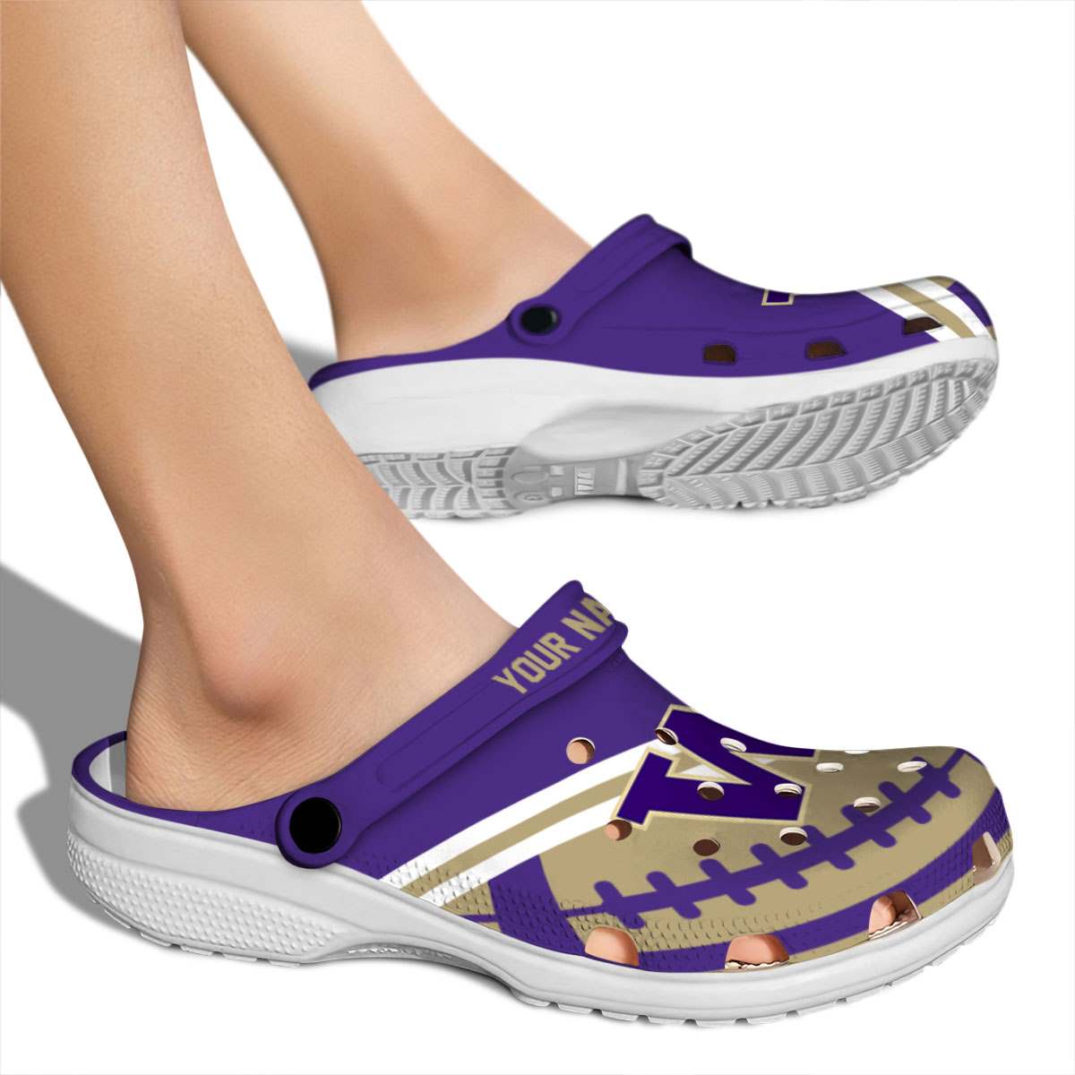 Washington Huskies NCAA Sport Crocs Crocband Clogs Shoes Comfortable For Men Women and Kids - Image 2