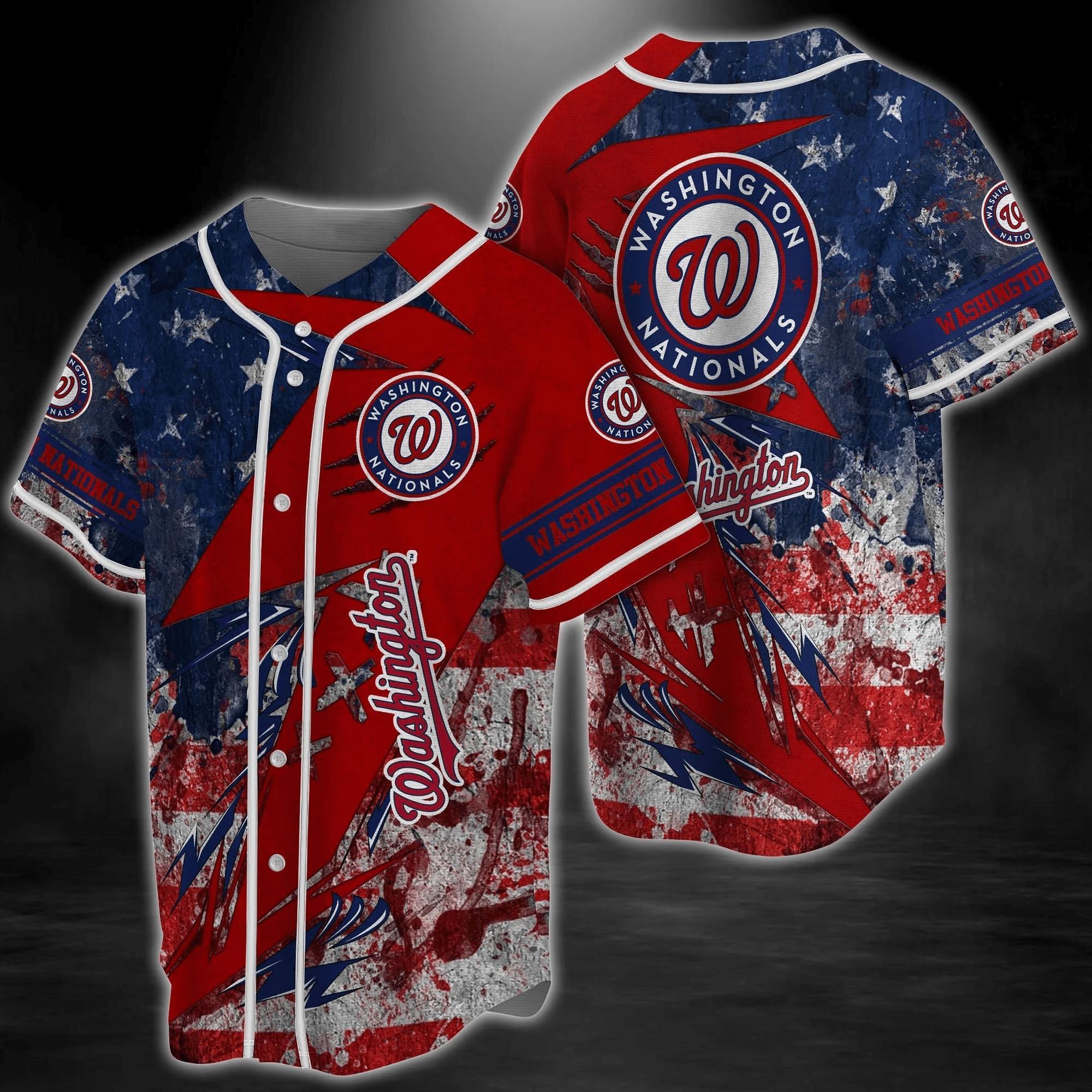 Washington Nationals Mlb Baseball Jersey Shirt Us Flag