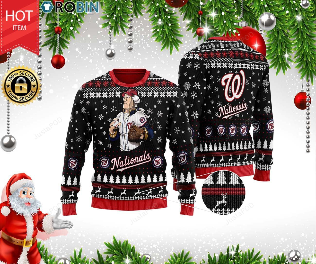 Washington Nationals Ugly Christmas Sweater Adult 3D Funny Matching for family