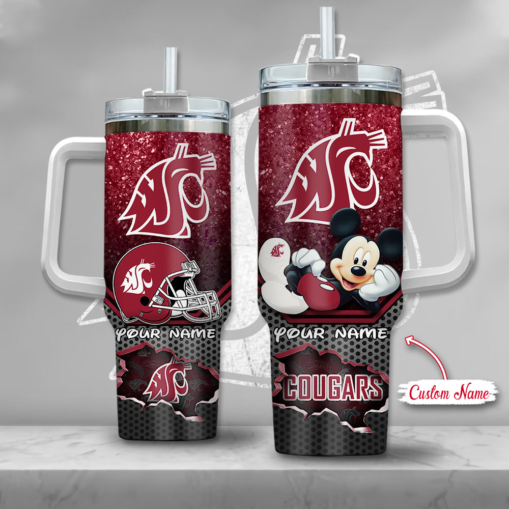 Washington State Cougars NCAA Mickey Mouse Custom Stanley Cup 40 oz 30 oz Tumbler With HandleTVC230123