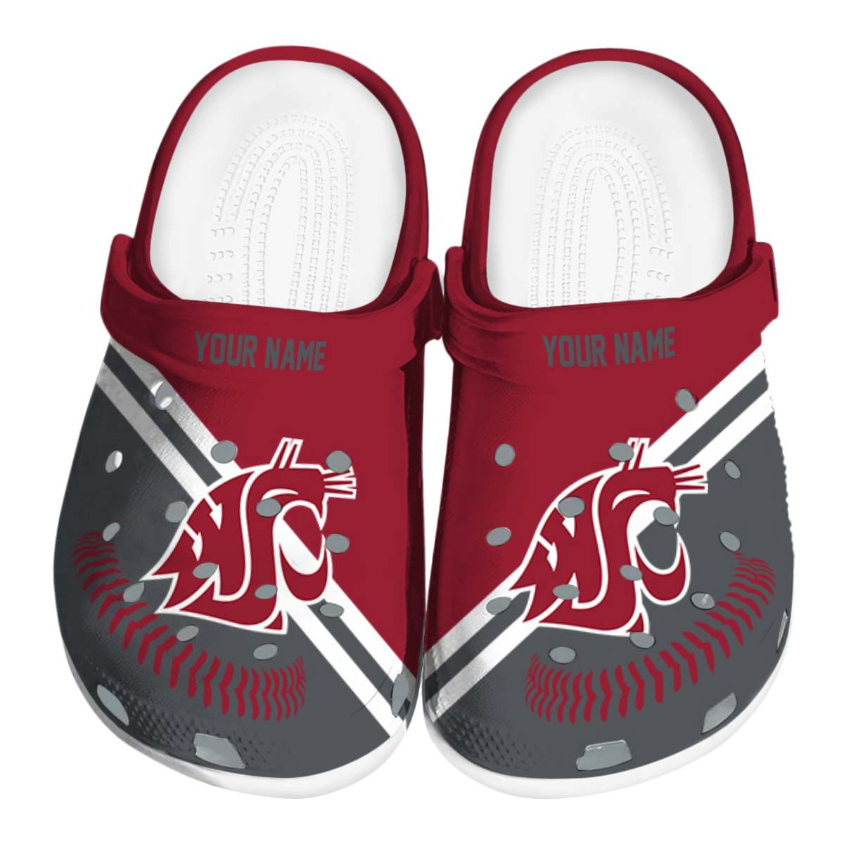 Washington State Cougars NCAA Sport Crocs Crocband Clogs Shoes Comfortable For Men Women and Kids
