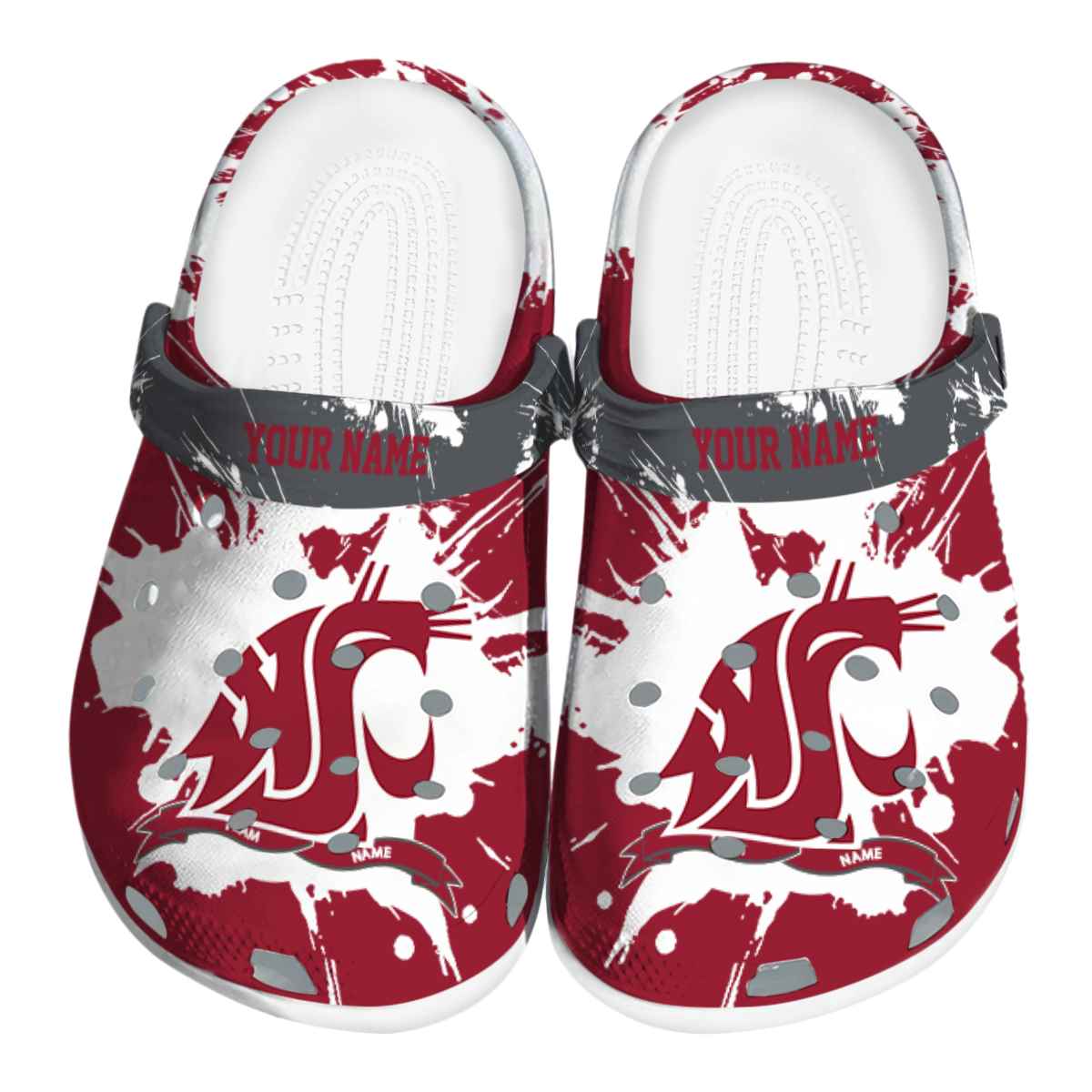 Washington State Cougars NCAA Sport Crocs Crocband Clogs Shoes Comfortable For Men Women and Kids
