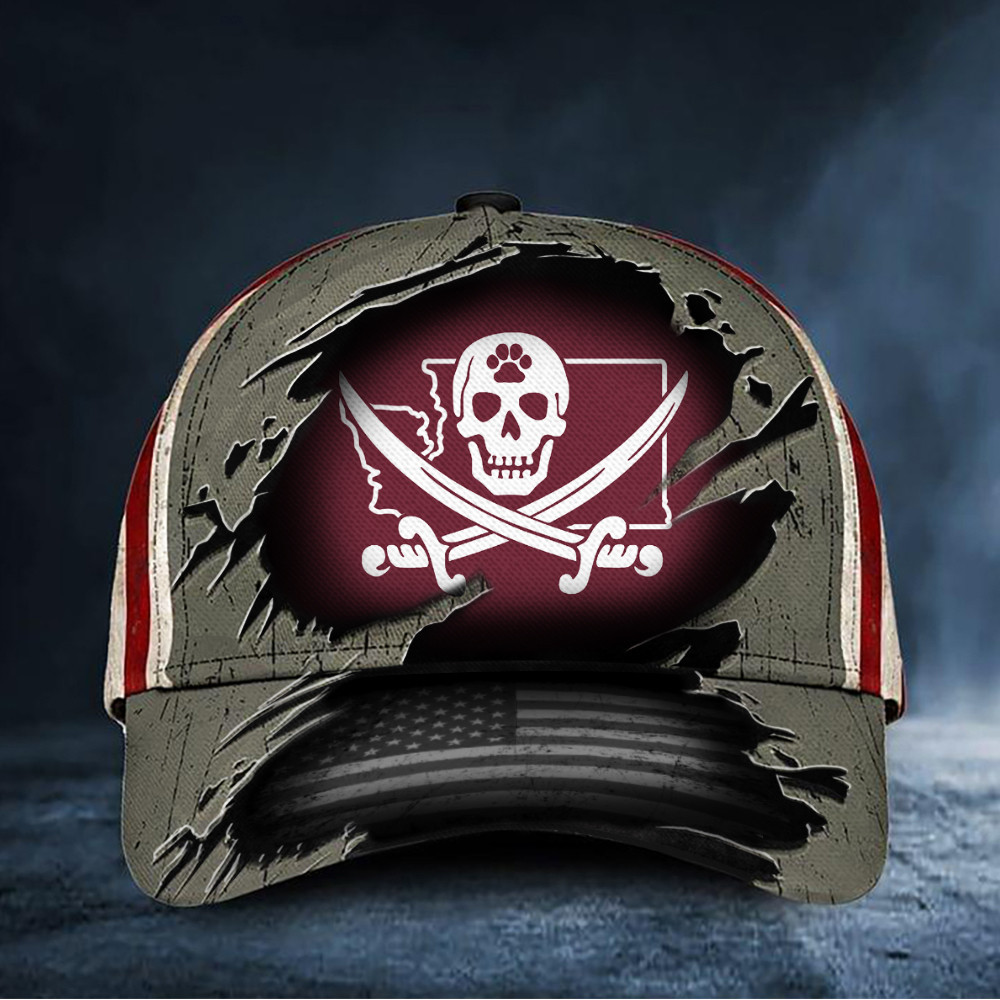 Washington State Pirate Hat Skull And Cross Sword American Flag Hats Gift For Guys Trucker Hats Custom Hats Gifts For Men & Women
