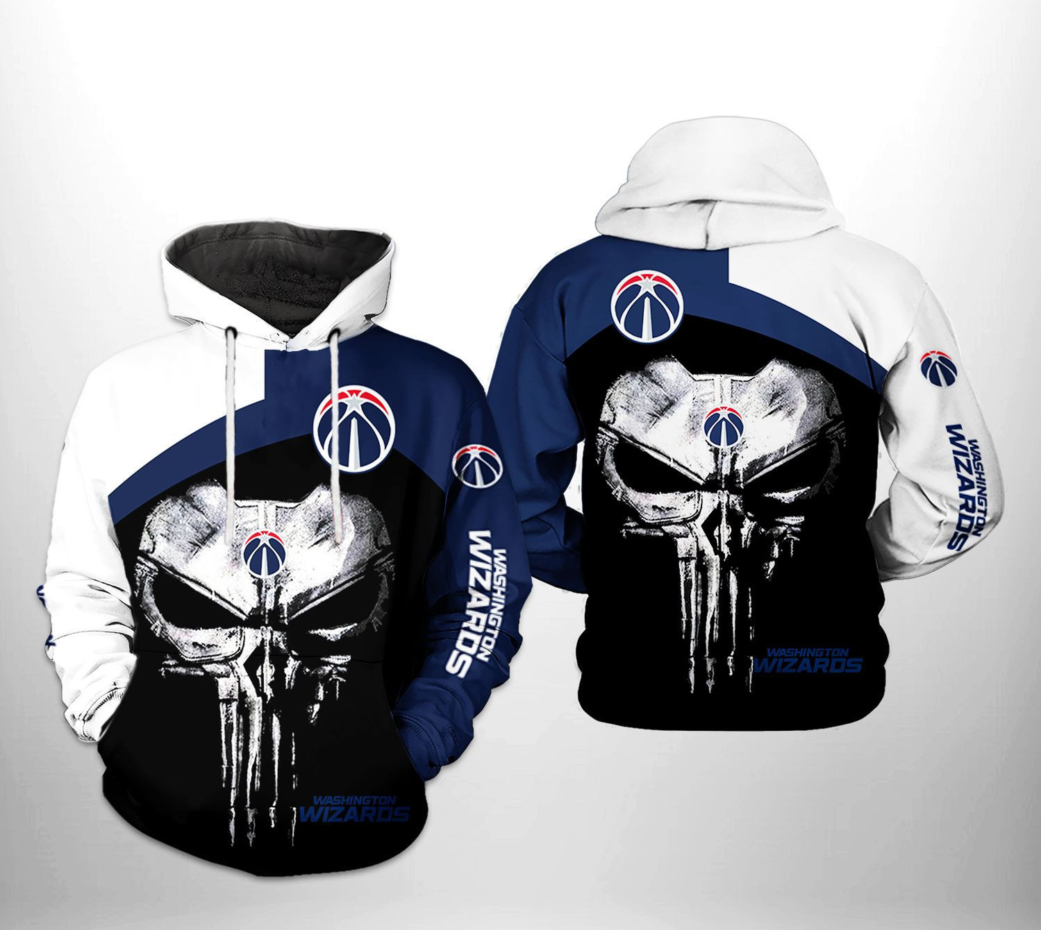 Washington Wizards NBA Skull Punisher Team 3D All Over Print Hoodie, Zip Hoodie