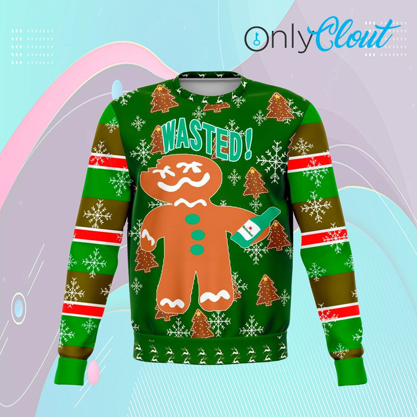 Wasted Cookie Man Funny Ugly Christmas Sweater Adult 3D Funny Matching for family