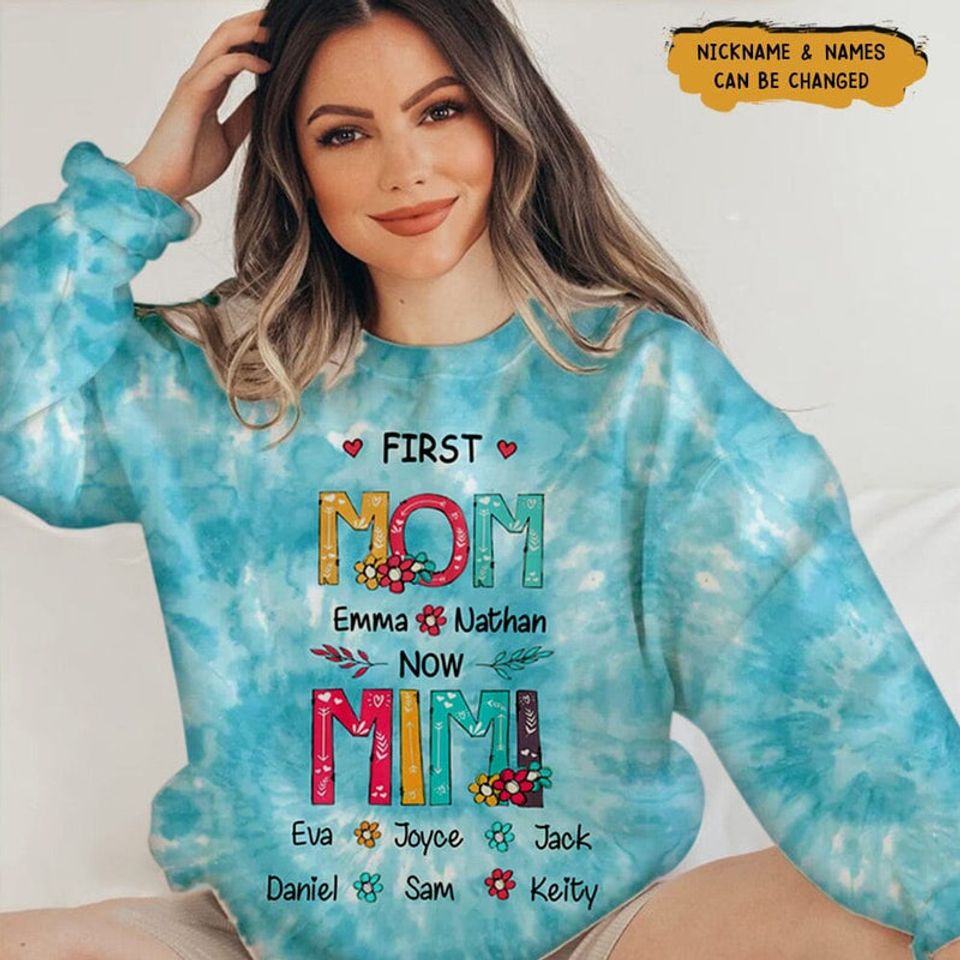 Water Color Flower First Mom Now Nana Personalized 3D Sweater - Gift For Mom Mother's Day Gift - Image 3