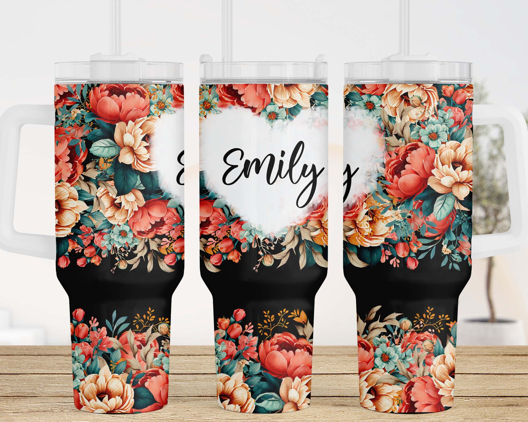 Watercolor Boho Flowers Custom Stanley Cup 40 oz 30 oz Tumbler With HandleTVC2301962