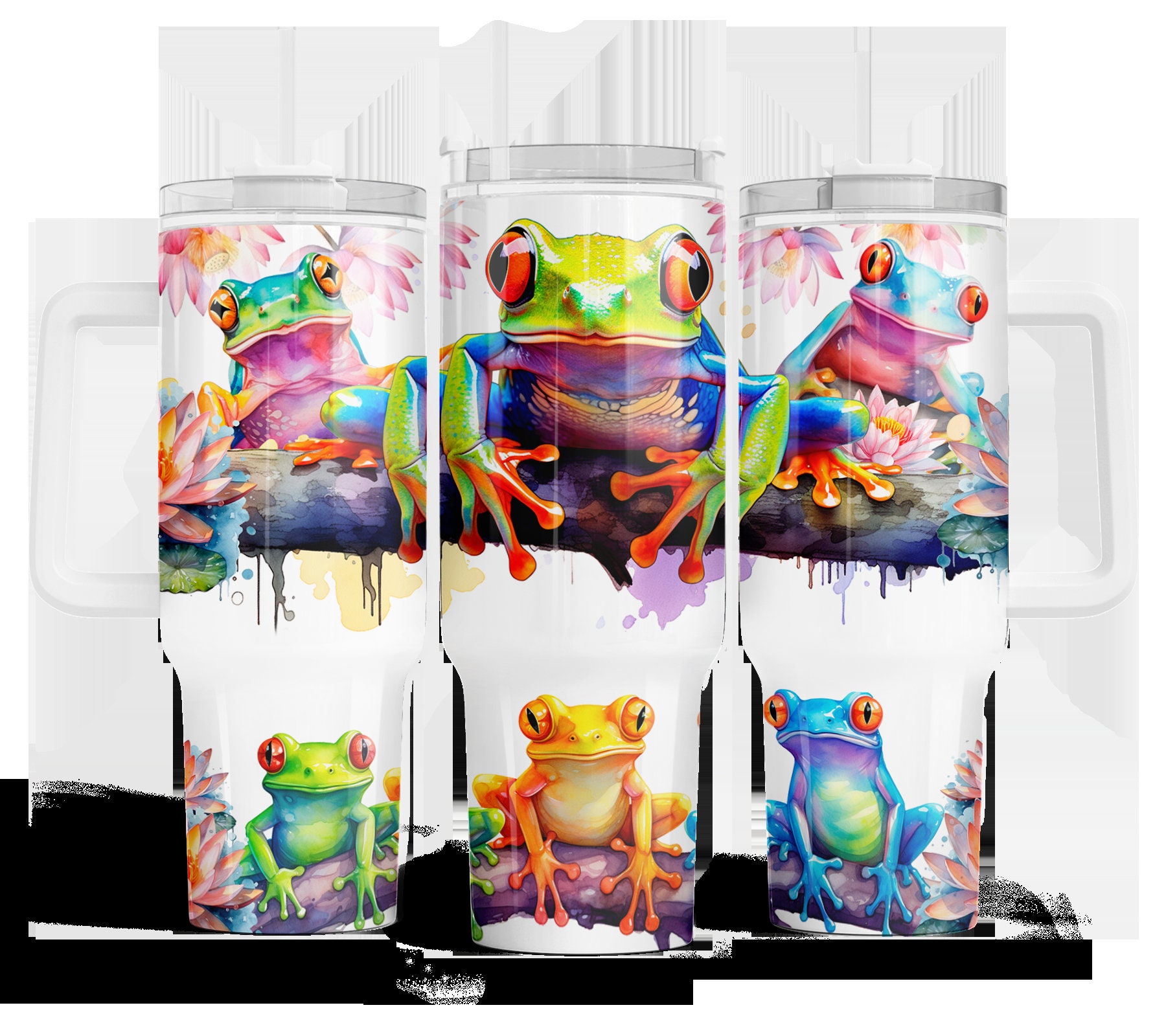 Watercolor Frogs Custom Stanley Cup 40 oz 30 oz Tumbler With HandleTVC2301164